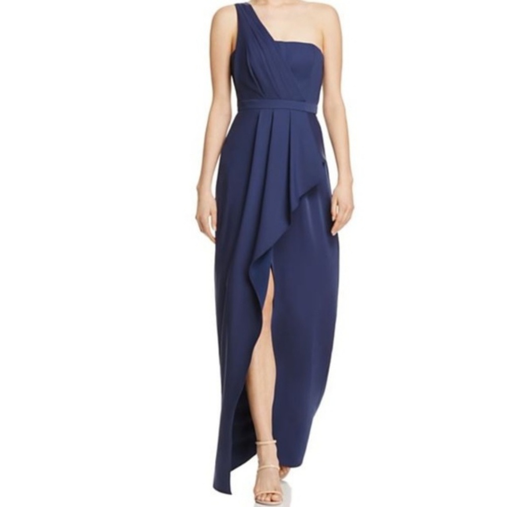 Kristine One-Shoulder Peplum Gown